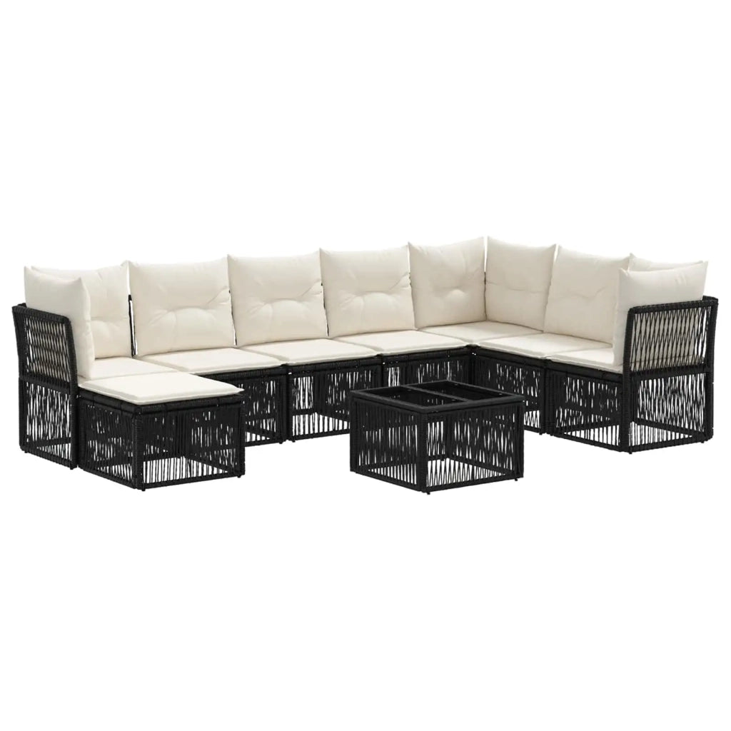 Set Divano da Giardino 9 pz Nero polyrattan 3434317