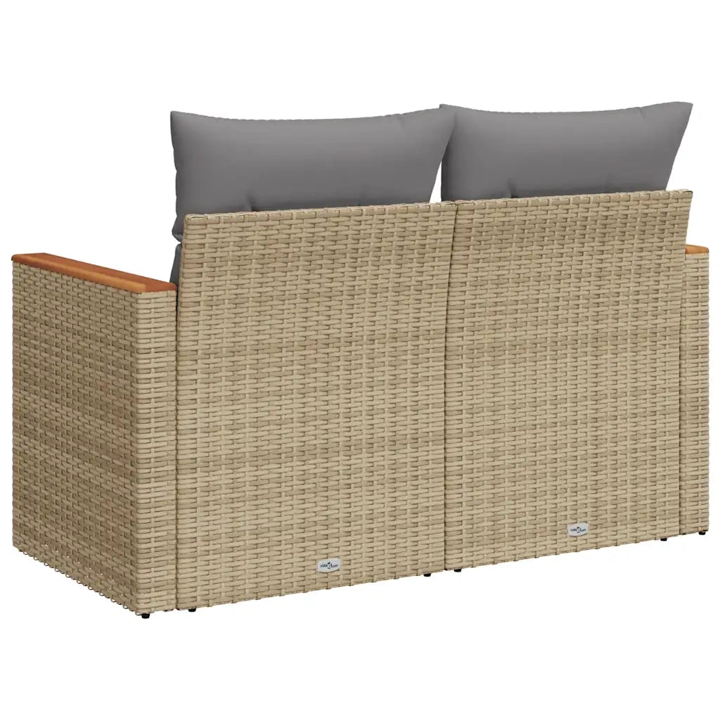 Divano da Giardino con Cuscini a 2 Posti Beige in Polyrattan 366097