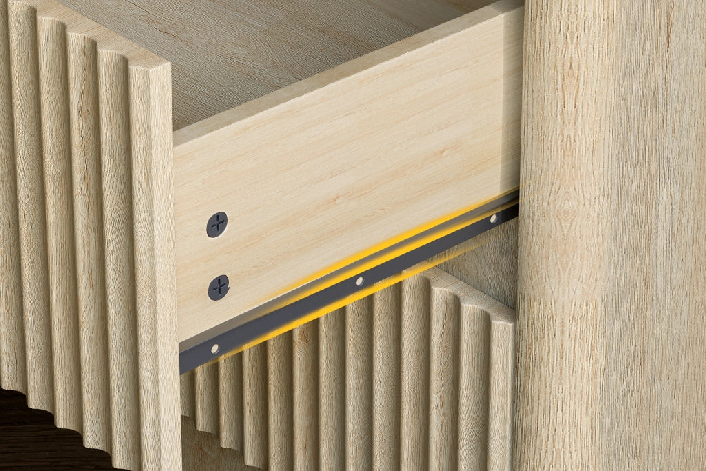 Comodino con 3 cassetti guide ammortizzate maniglie in metallo dorate MDF rovere 58 × 38 × 64 cm