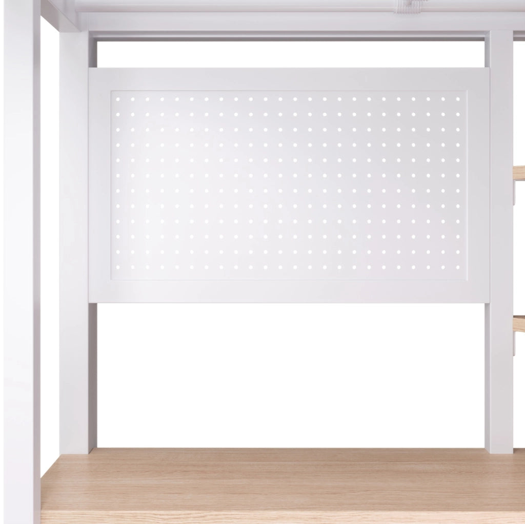 LETTO a Soppalco 90x200 cm con Scrivania, LED, USB e USB-C Bianco
