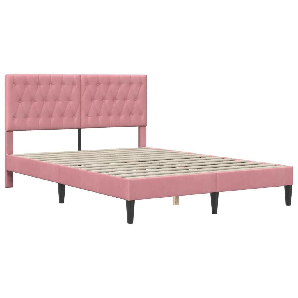 Letto matrimoniale | Letto per adulti | Struttura del letto con testiera Rosa 140 x 190 cm Velluto