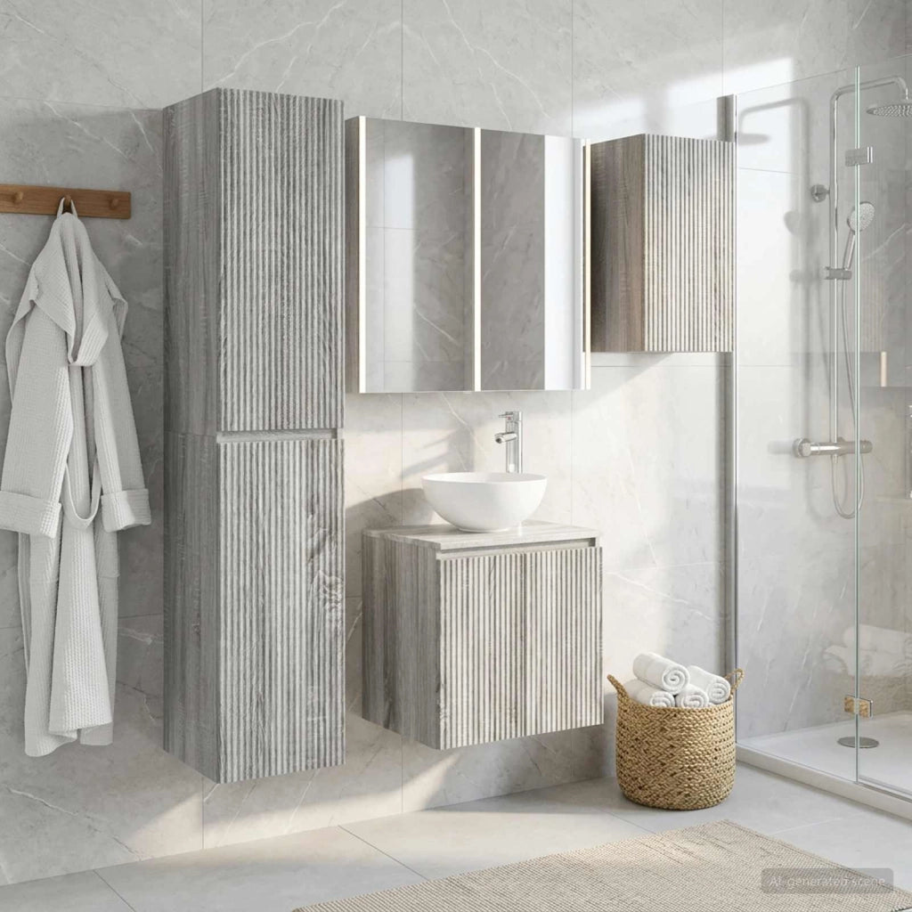Set di Armadi da Bagno 5 pz Sonoma grigio Legno ingegnerizzato 3407308