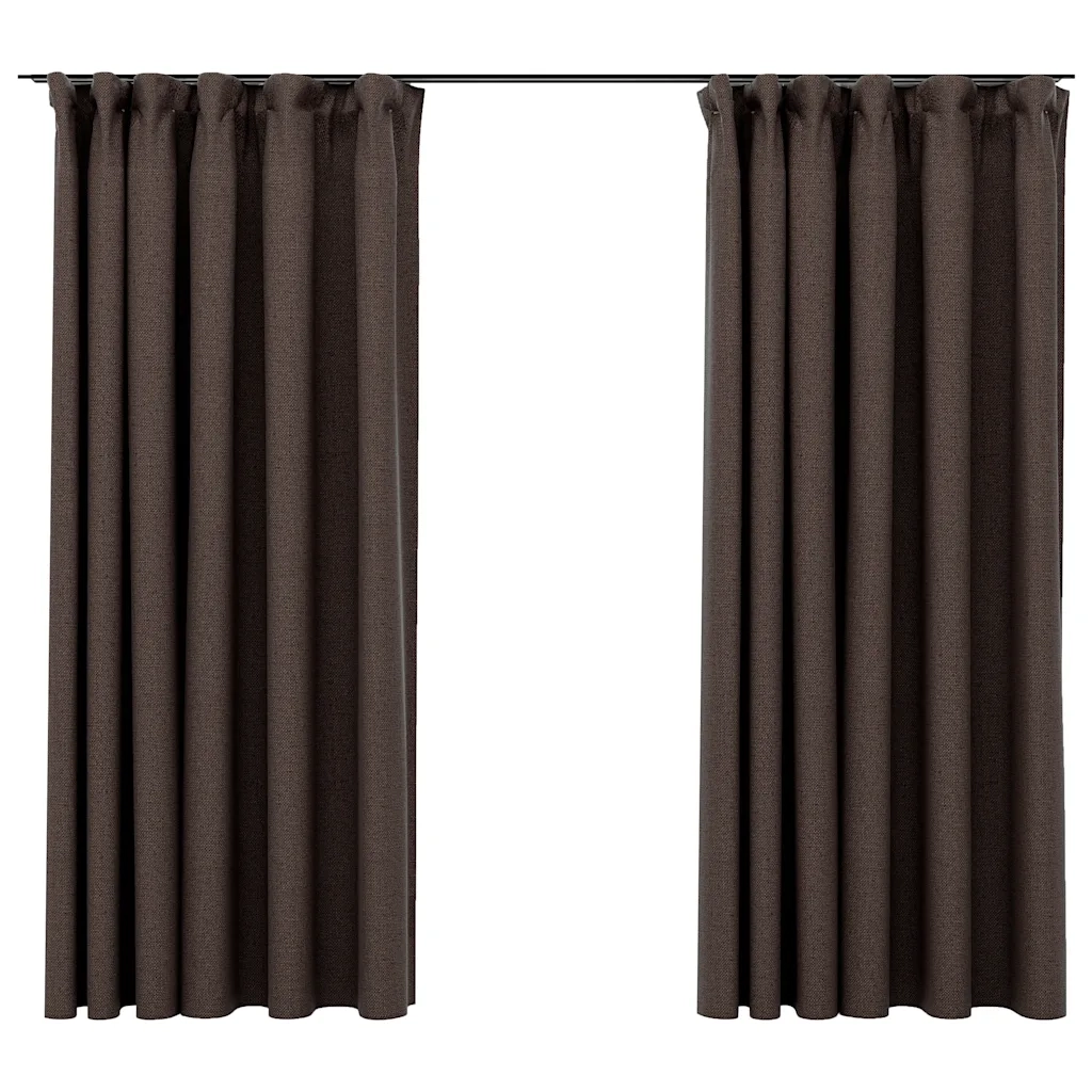 Tende Oscuranti | Tende Blackout con Ganci Effetto Lino 2 pz Talpa 140x175 cm
