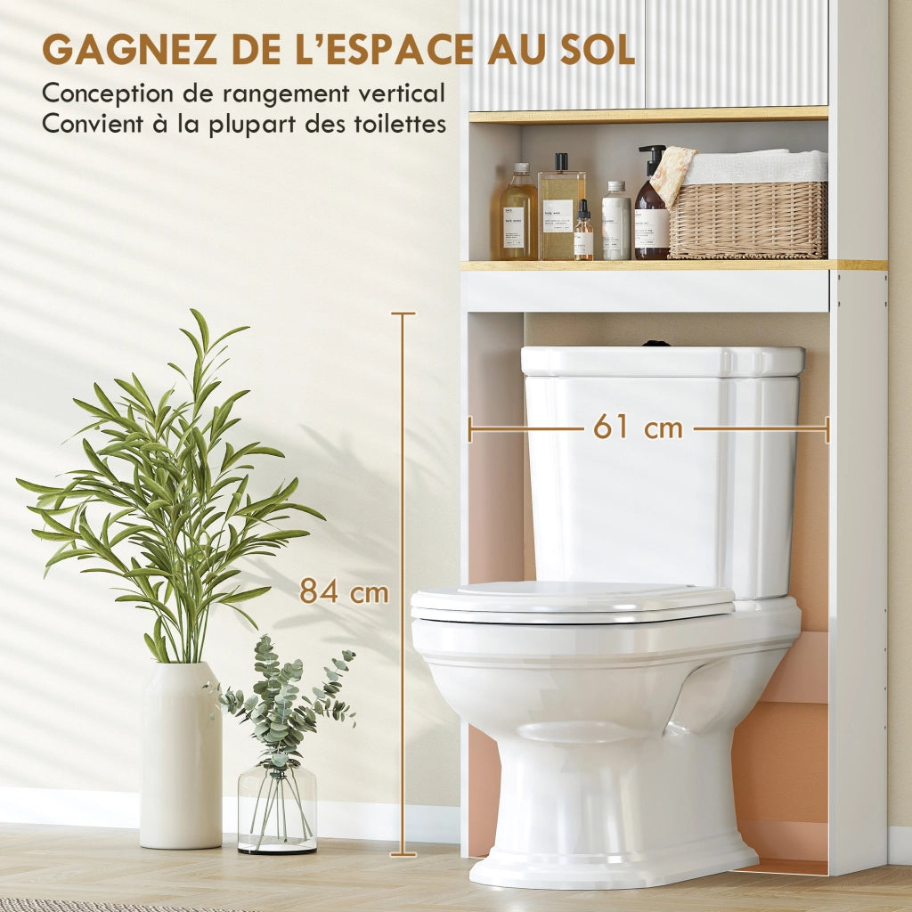 Mobile WC salvaspazio sopra toilette ¨C Xylo ¨C 3 ripiani regolabili bianco 64x20x170cm