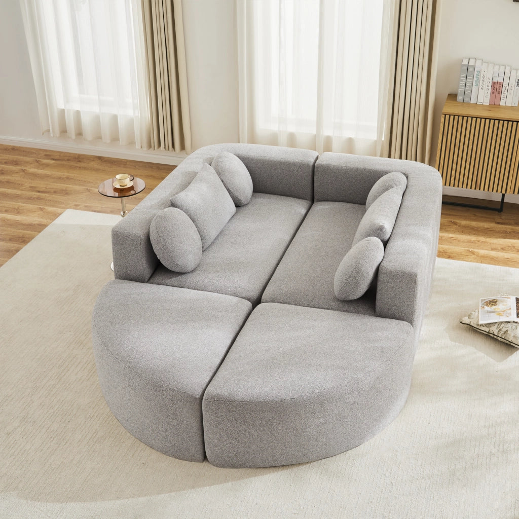 Divano letto modulare in ciniglia grigio con imbottitura elastica già compresso senza montaggio 68 × 292 × 165 cm