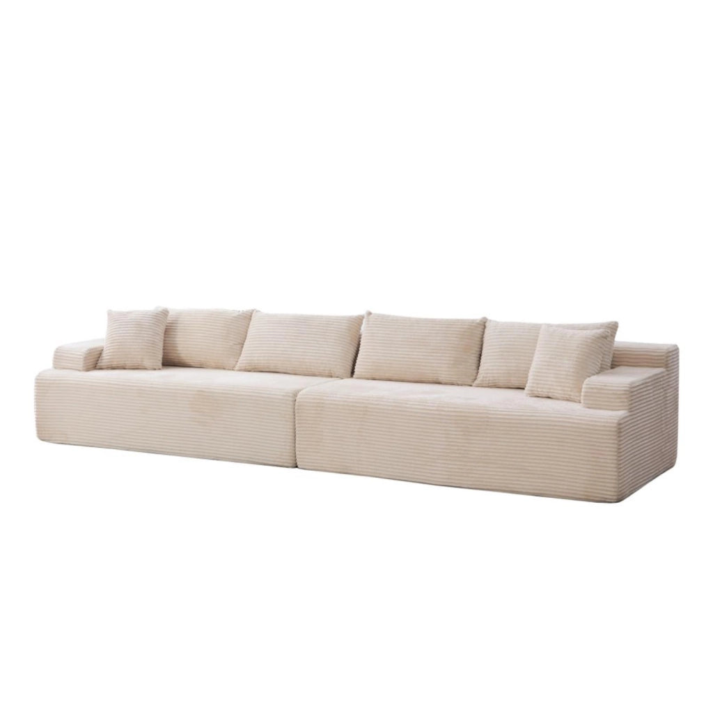Divano modulare, divano compatto, tessuto chenille, schiuma ad alta elasticità 30D, base antiscivolo, 6 posti, bianco avorio