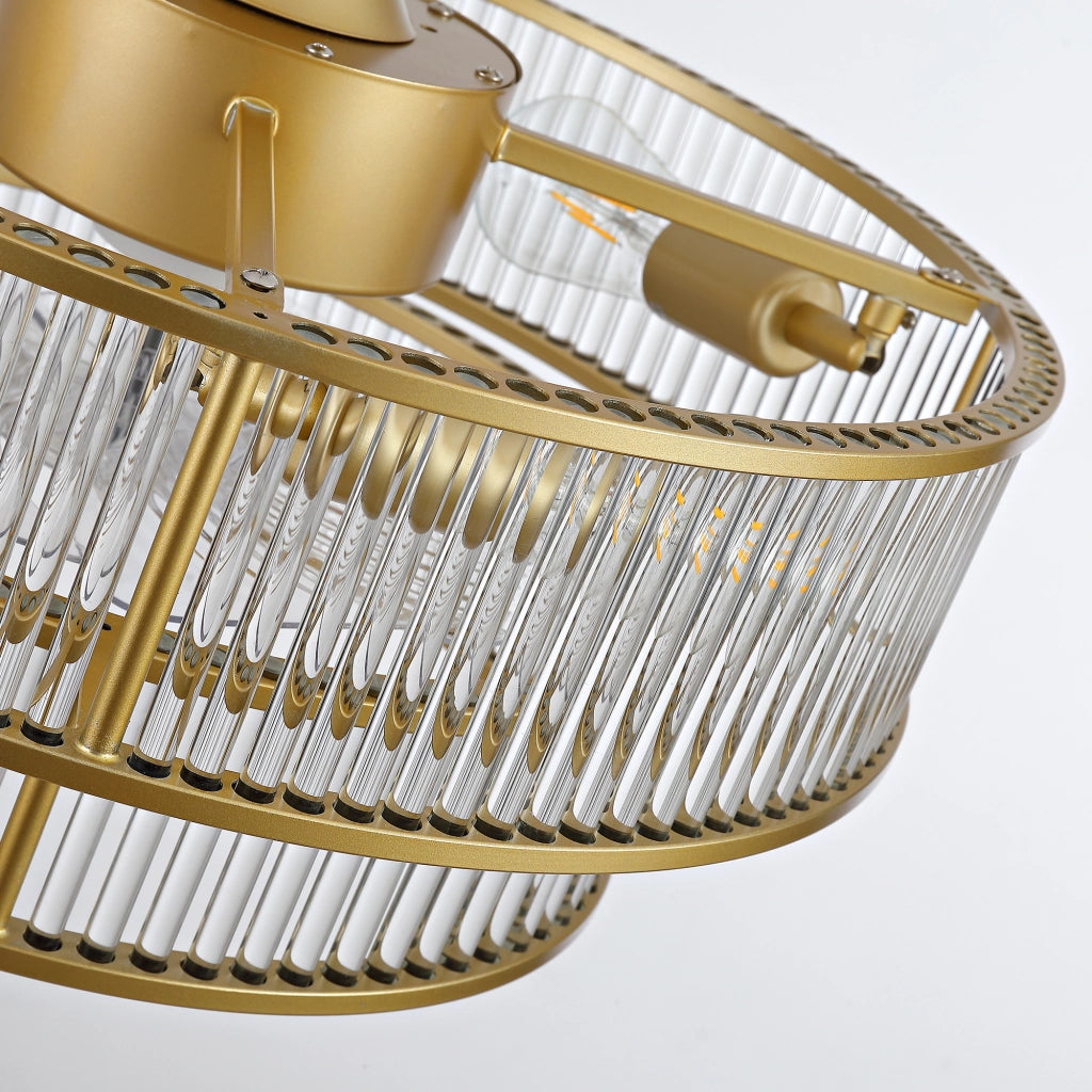 Ventilatore a soffitto in cristallo 19 pollici ¨C Minimal ¨C Ala ABS, controllo doppio tramite app, 6 velocit¨¤, silenzioso, oro