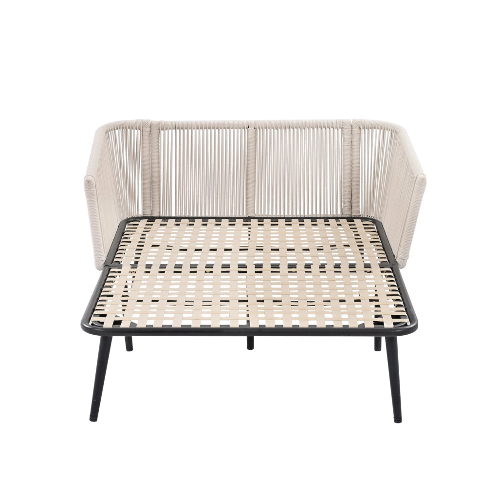 Sofa da giardino con 2 cuscini rimovibili e lavabili, lettino prendisole per esterni, color beige