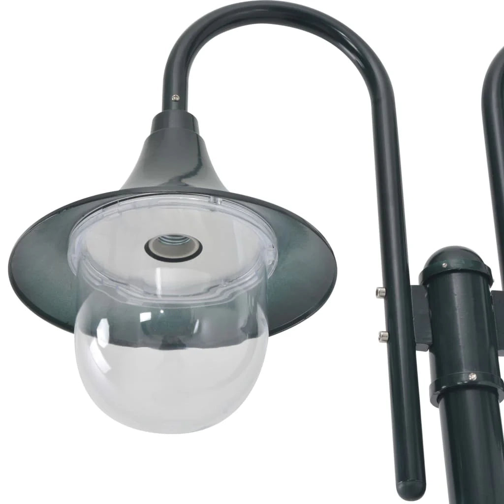 Lampada da terra da giardino E27 220 cm alluminio 2 lanterne verde scuro 02_0042542