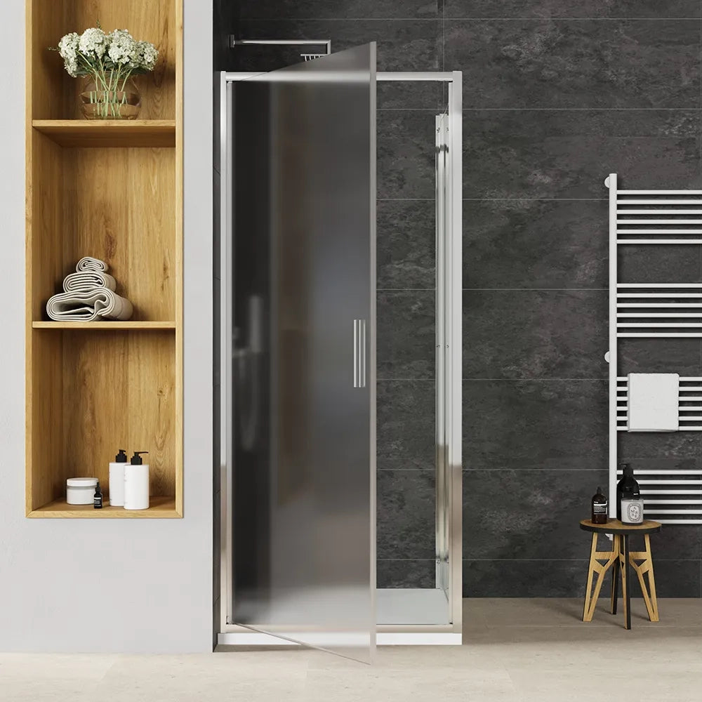 Box doccia slim 75x80cm con porta a battente e parete fissa profili cromati e vetro 6mm opaco h190| Portofino