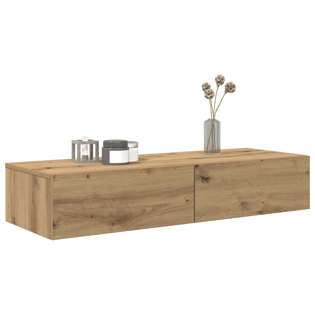 Scaffale a Parete con Cassetti Rovere 100x36x19cm in Truciolato 859994