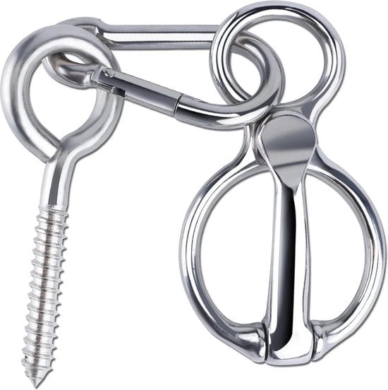 Anello di Legatura per Cavallo in Acciaio con Occhialino - 3 Pezzi - Posto di Legatura per Accessori di Rilascio Rapido di Sicurezza.