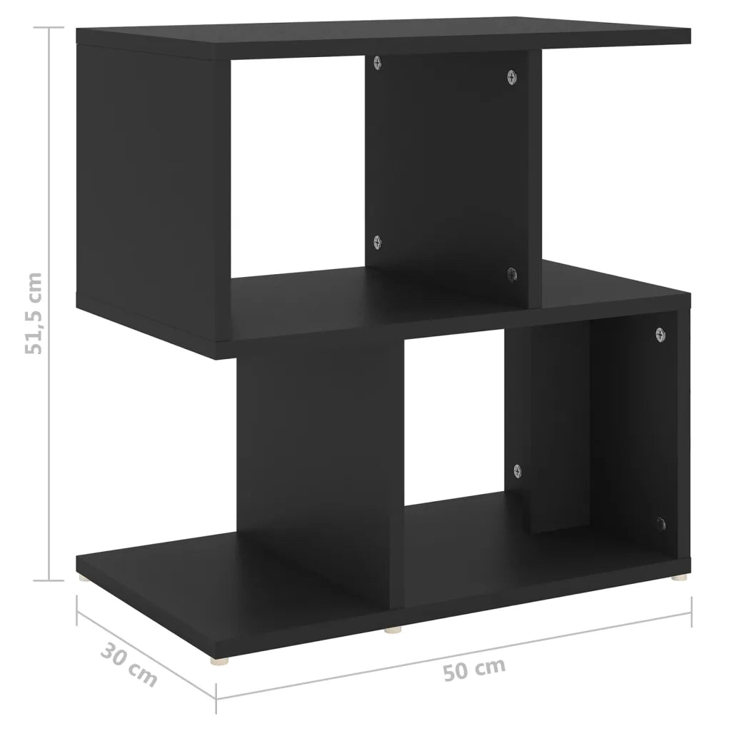 Comodino | Armadio da Notte | Mobiletto da notte Nero 50x30x51,5 cm in Legno Multistrato