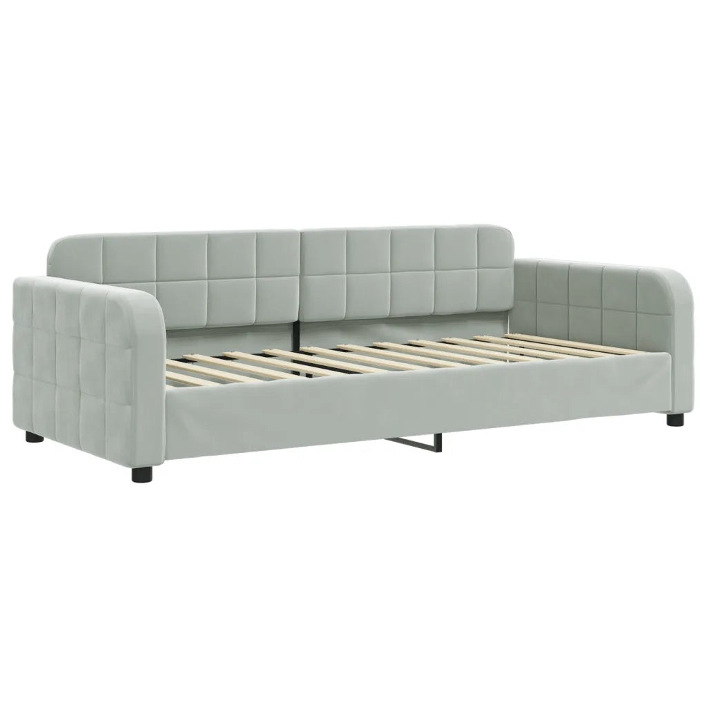 Divano Letto Estraibile Cassetti-Sofa Letto-Daybed Grigio Chiaro 90x200cm Velluto 556231
