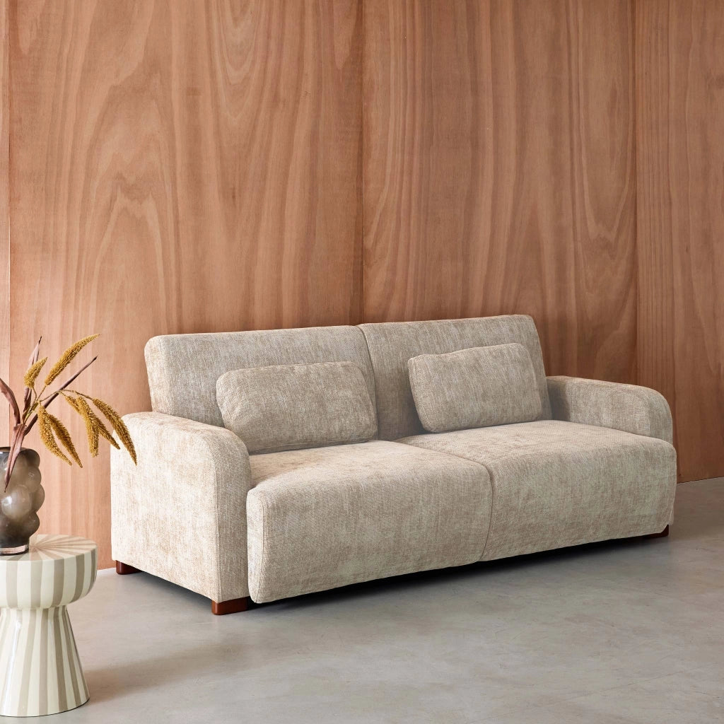 Divano letto in tessuto, 3 posti, beige