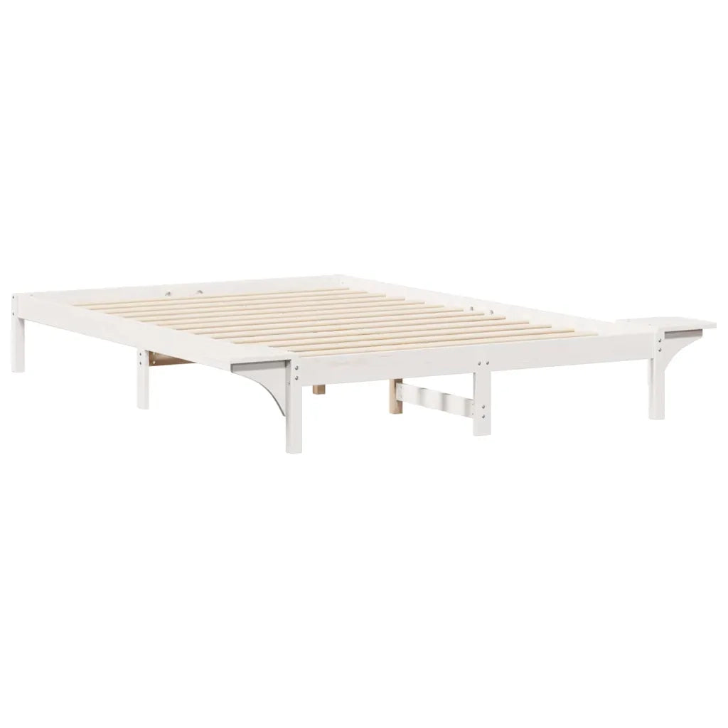 Letto con Tavolini Laterali Bianco 160 x 210 cm Pino massello