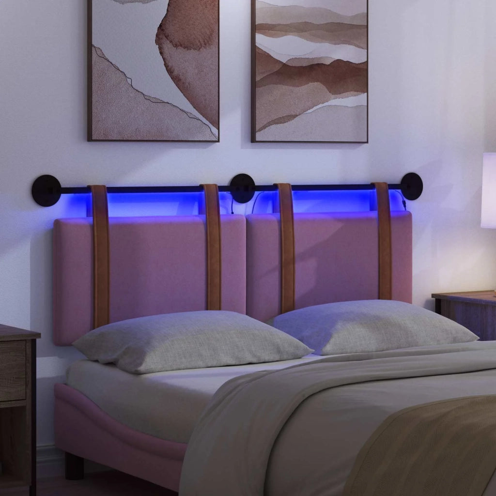 Testiera sospesa Con luce LED Rosa PU Antico 3423964