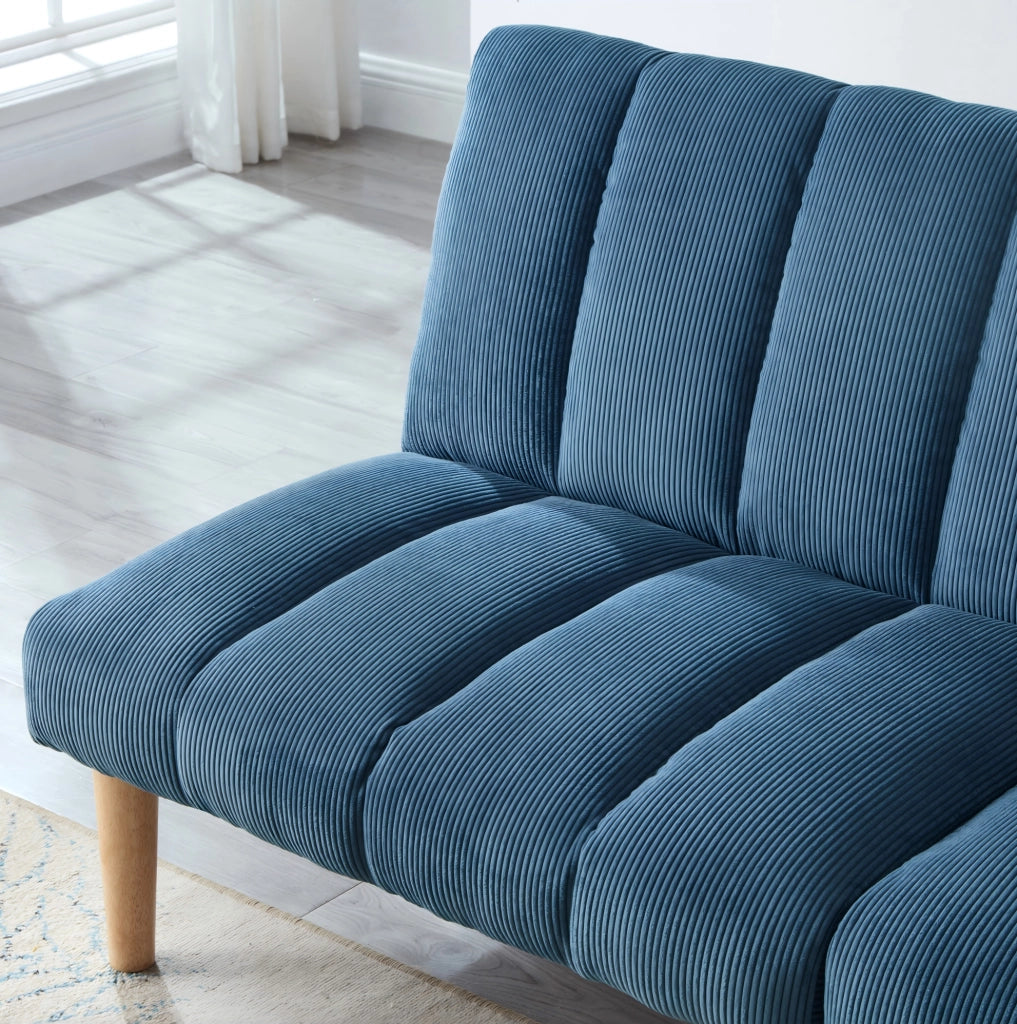 Divano letto 167x82x72 cm blu in velluto a coste - schienale regolabile in 3 posizioni