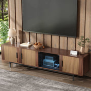 Mobile TV con striscia LED controllabile via app e Bluetooth marrone noce e nero 200 × 35 × 53 cm