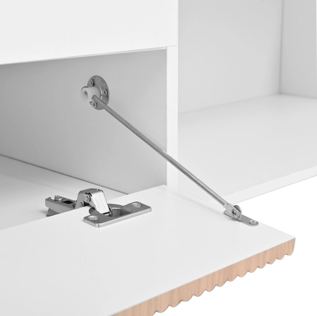 Mobile TV 180x34x30 cm con ripiano estraibile per proiettore in truciolare bianco