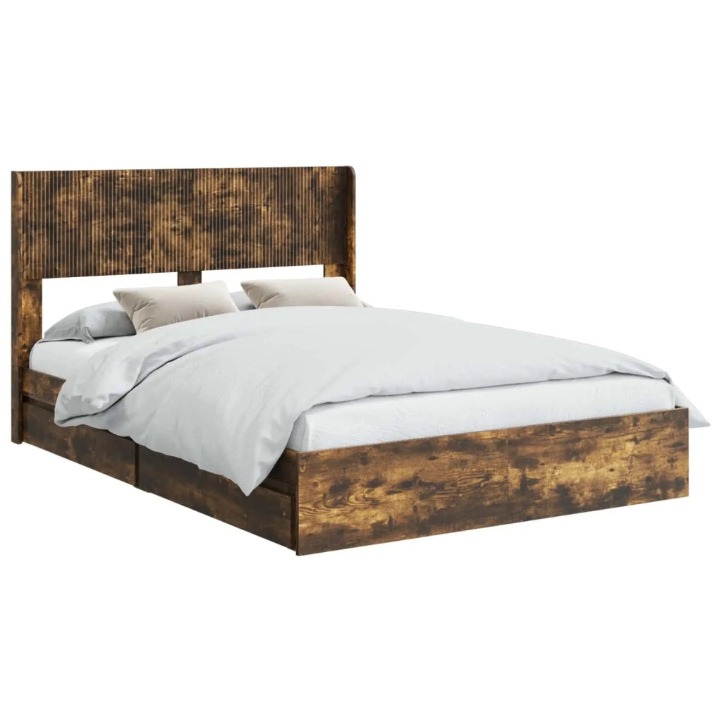 Struttura del letto con stoccaggio e testata Rovere Fumo 3414369