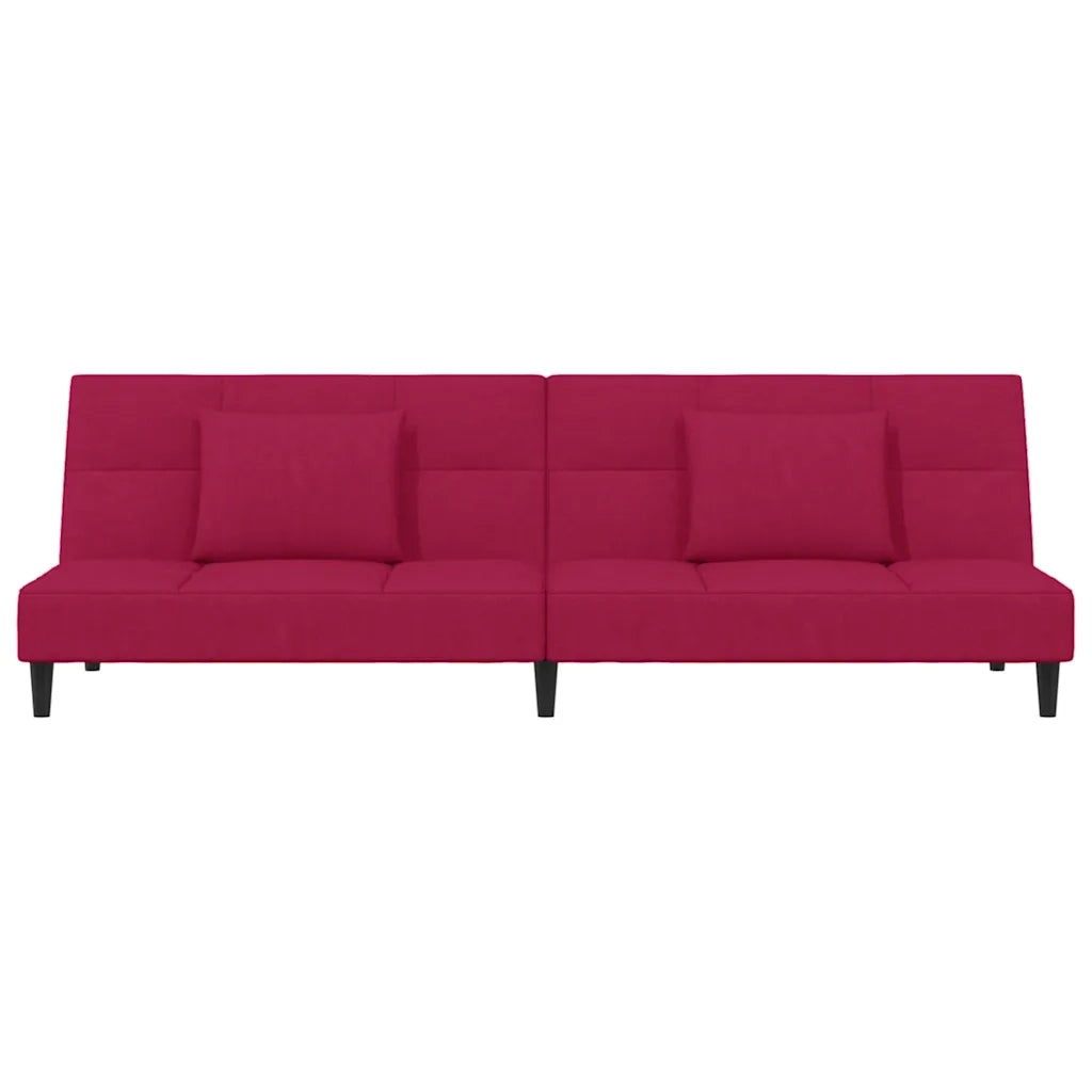Divano letto | Sof¨¤ letto | Letto singolo a 2 Posti con 2 Cuscini Rosso Vino in Velluto
