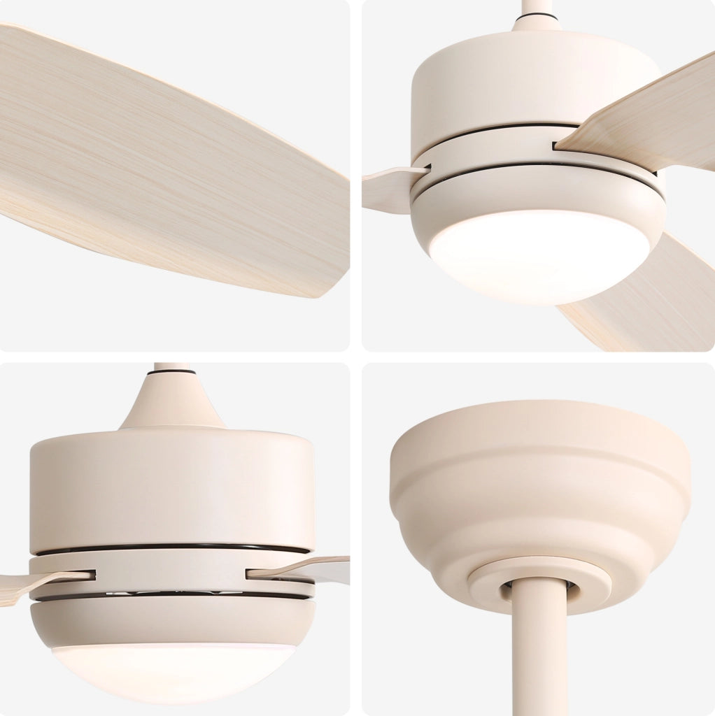 Ventilatore da soffitto 46 pollici con luce LED 3 colori, pale in ABS, motore DC reversibile e telecomando
