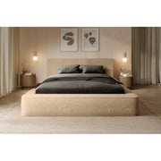 Letto contenitore ORLANE – Beige Polvere di miele polare – 140x200 cm – Rete sollevabile – Design di alta gamma