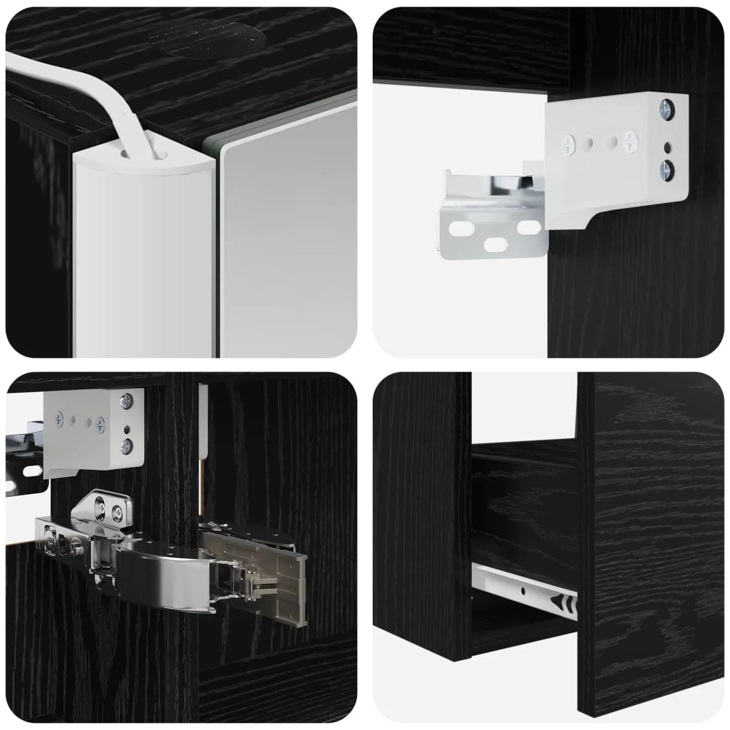 Set di mobili per il bagno 4 pz Rovere Nero 3406824