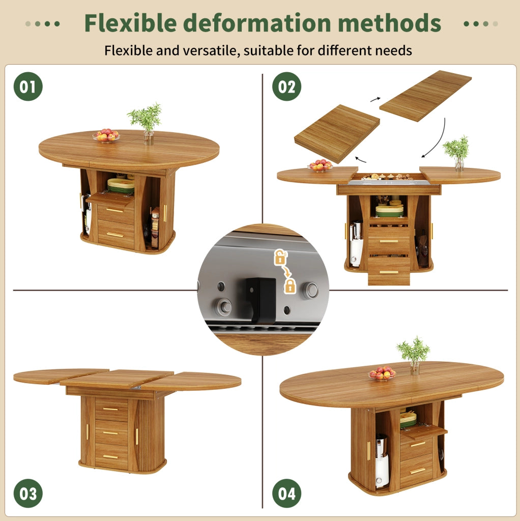 Tavolo da pranzo allungabile ovale in MDF, 118-158 cm, noce, per fino a 6 persone