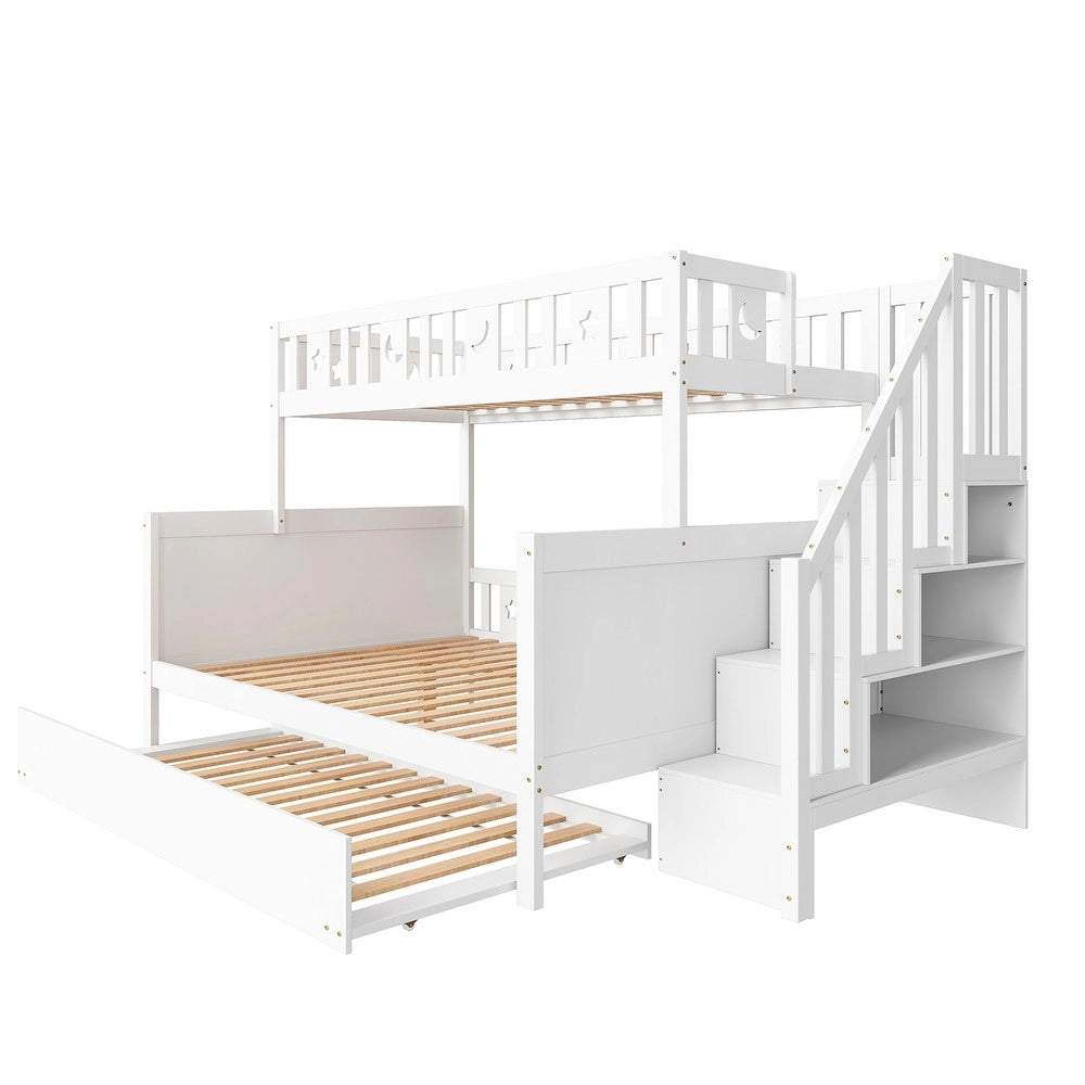 Letto a castello con giroletto e rete a doghe ¨C Minimal ¨C bianco pino massello 90x200cm / 140x200cm