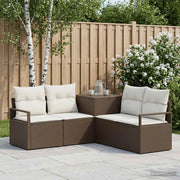 Set di divani 5 pz Marrone e Bianco Crema 3447796