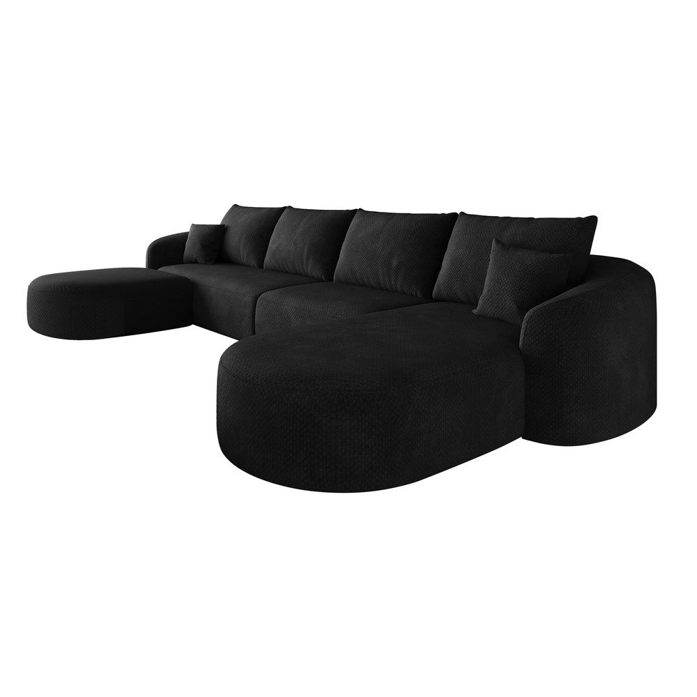 Divano angolare U modulare ¨C Minimal ¨C nero tessuto imbottito 336cm