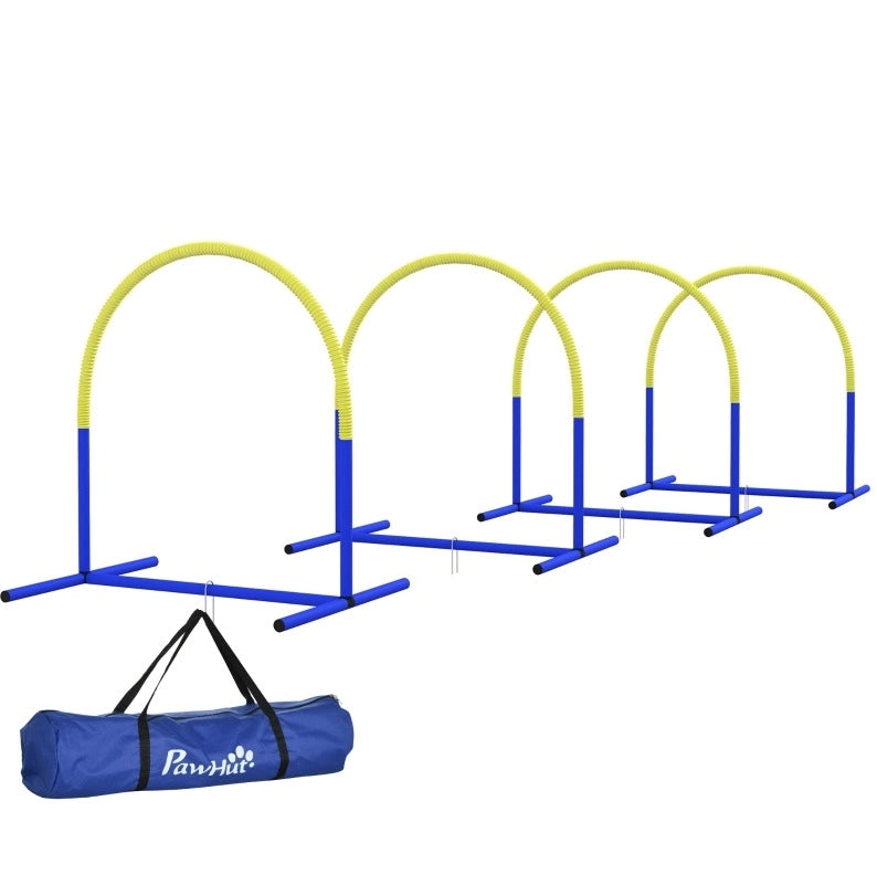 Set agility per cani con 4 archi e borsa, blu
