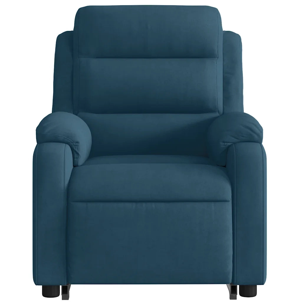Poltrona Alzapersona Reclinabile Blu in Velluto