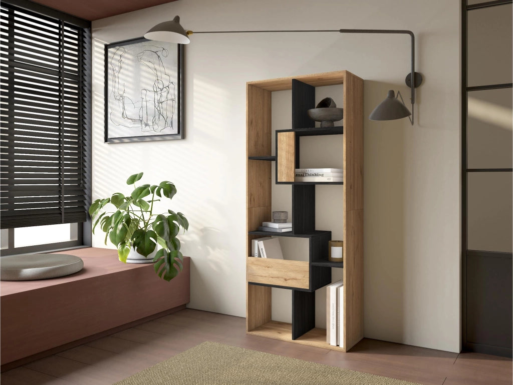 Libreria scaffale, 162x67x31cm, Per libri, Rovere e nero RF4113