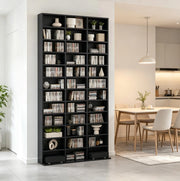 Mobile porta CD e DVD 102x23,5x195 cm nero in MDF, ripiani regolabili