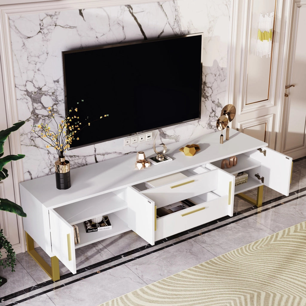 Credenza TV bianca in MDF; 170 cm