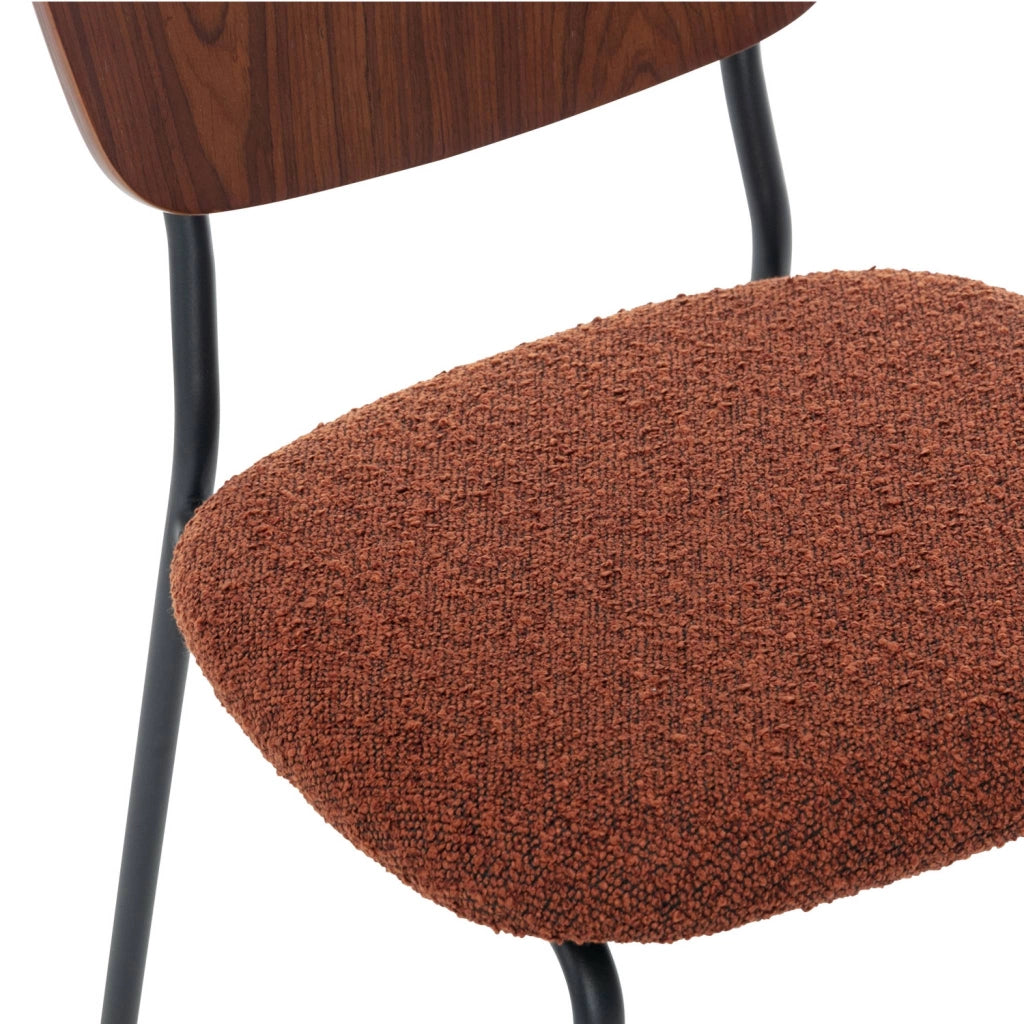 Set 2 sedie bouclé struttura in legno con gambe in metallo, terracotta