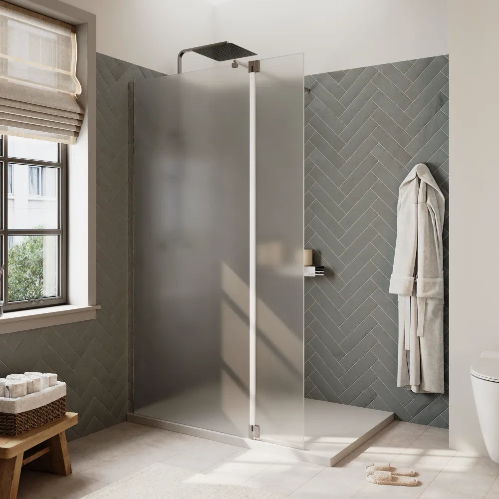 Doccia walk-in 100cm + anta 40cm vetro 8mm opaco profili cromo | Keros