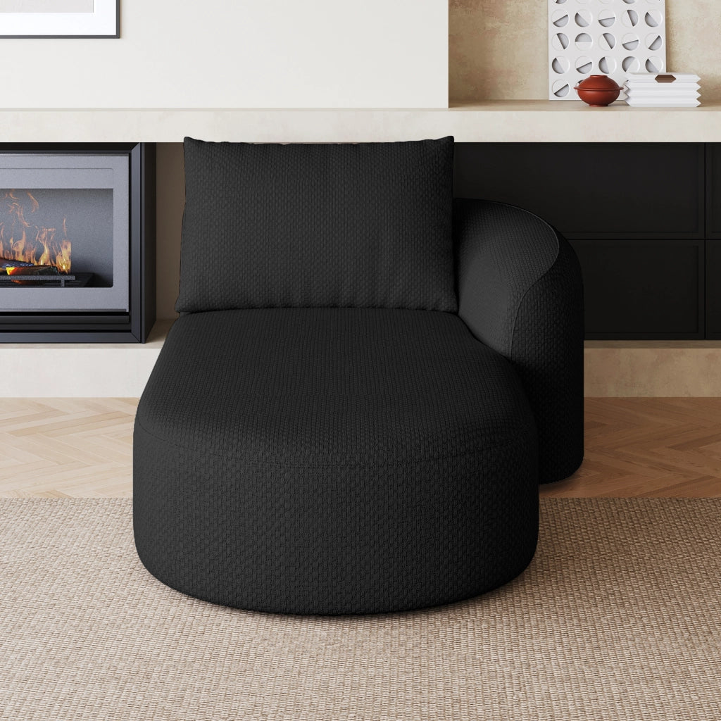 Divano angolare con chaise longue a destra e schiuma ad alta elasticità per soggiorno in tessuto nero