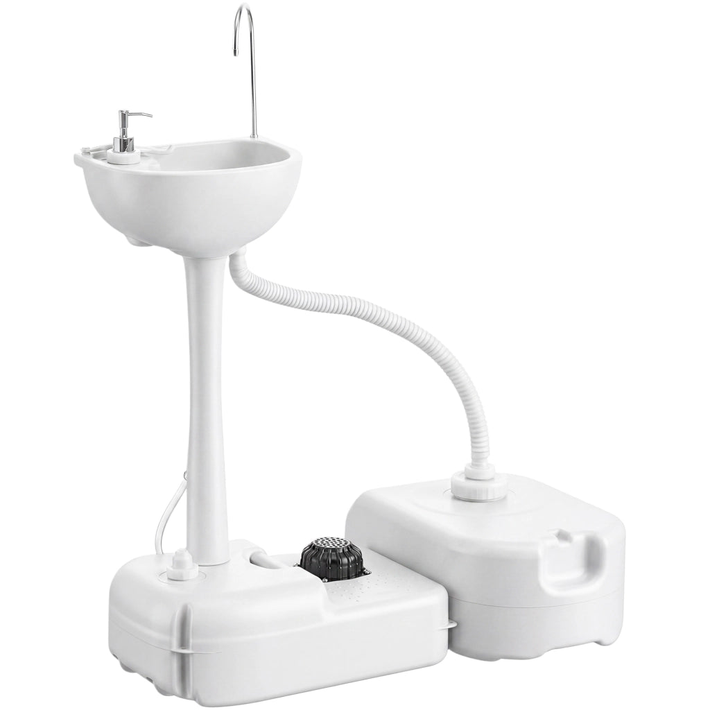 Lavabo Portatile da Campeggio con 2 Ruote, Serbatoio Acqua 17L e Serbatoio Sapone 2.5L, 83x50x103cm