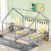 LETTO 2 in 1 a casetta 90x200 cm Grigio Pino