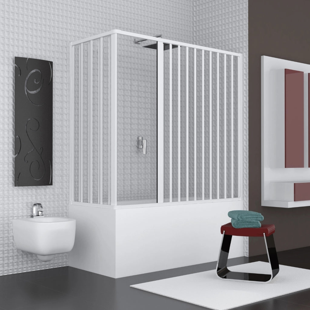 Box vasca estensibile a soffietto in pvc bianco con apertura centrale *** misure 70x170 cm, confezione 1