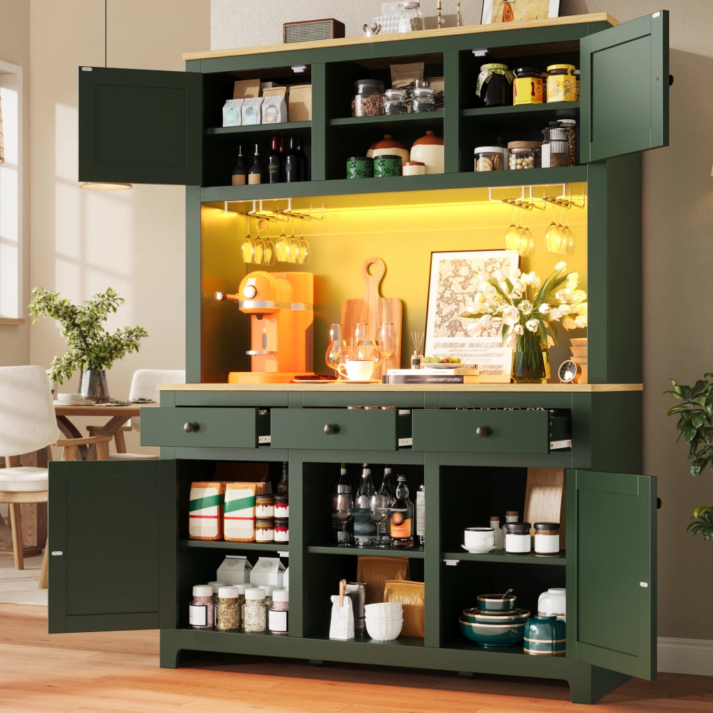 Credenza da cucina alta 120x40x180 cm in MDF verde antico
