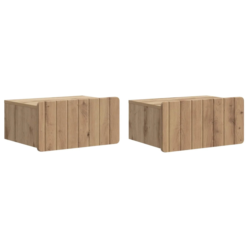 Mobiletto da notte a muro 2 pz Rovere Artigianale 898294
