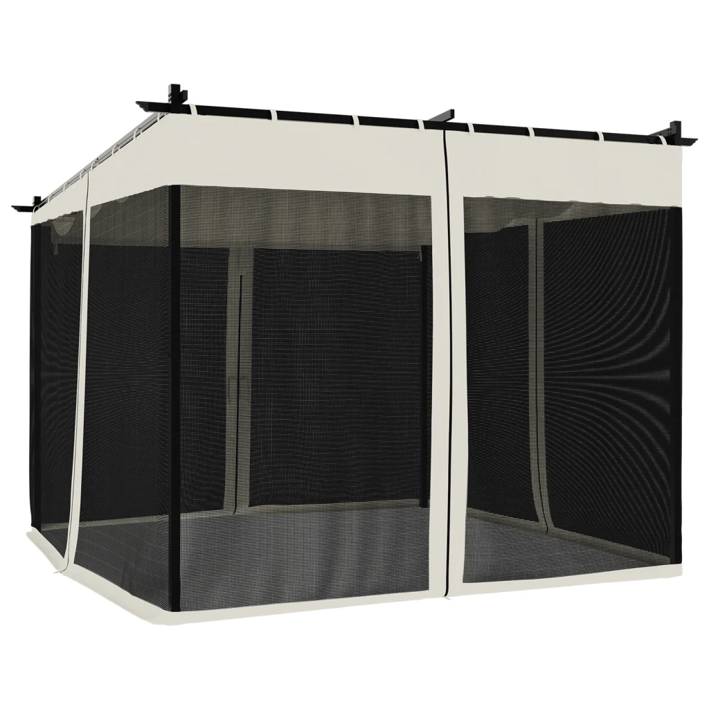 Gazebo | Pergolato con Pareti in Rete Crema 3x3 m in Acciaio