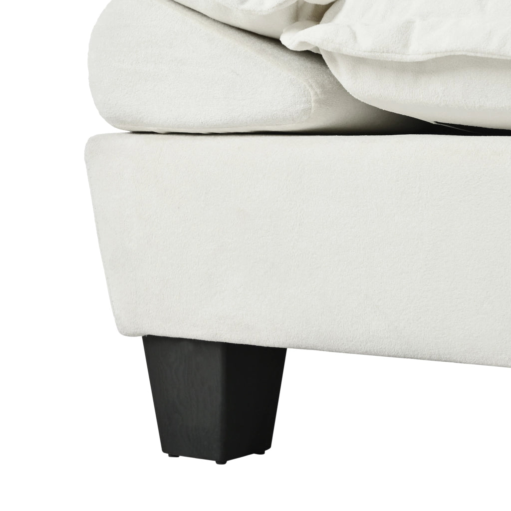 Divano Angolare Modulare con Ottomane e Contenitore ¨C MINIMAL ¨C Chenille Beige