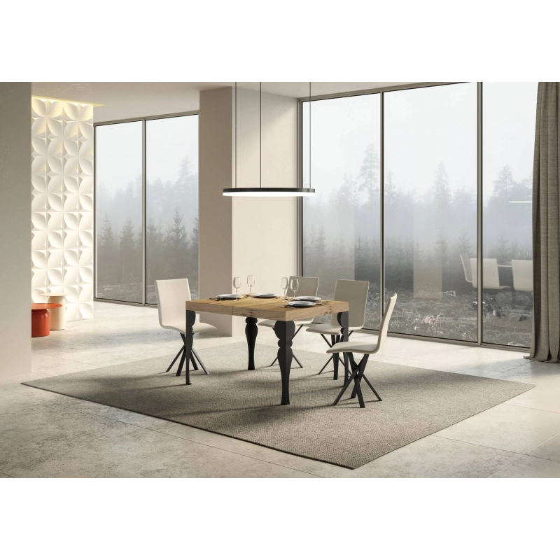 Tavolo allungabile 90x140/244 cm Paxon telaio Antracite - Quercia Natura