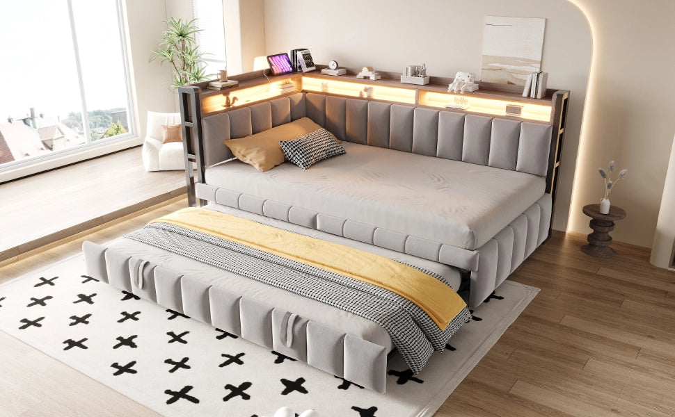 letto divano imbottito tessuto grigio 101.5 x 211.5 cm